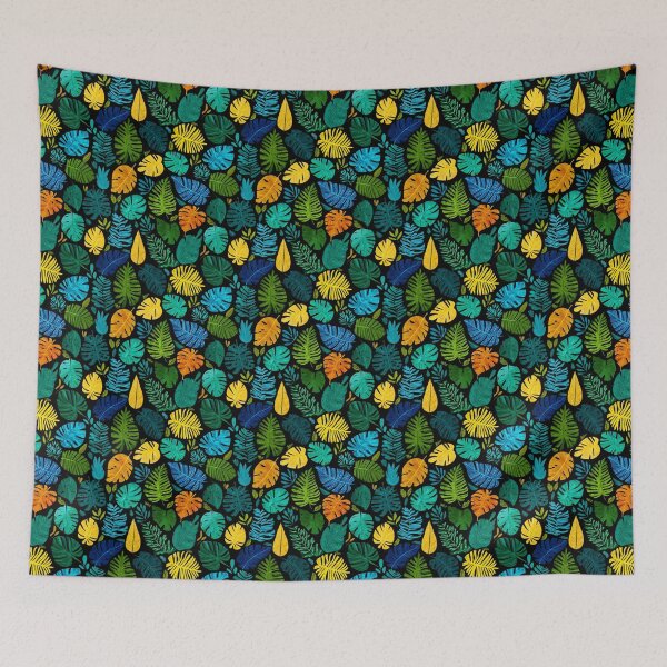 Item preview, Vibrant Tropical Leaves Jungle Foliage Pattern designed and sold by NicolasGlowArt.
