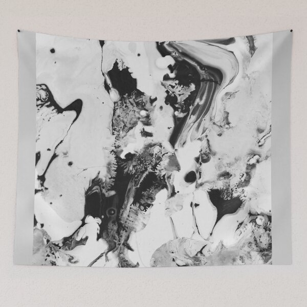 Item preview, Black & White Crumbling Tower Acrylic Pour designed and sold by Andyshouse.
