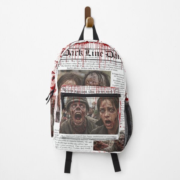 Item preview, Zombie Apocalypse Backpack | Newspaper Print Design | Survival Gear | Post-Apocalyptic Style designed and sold by HybridThe0ry.