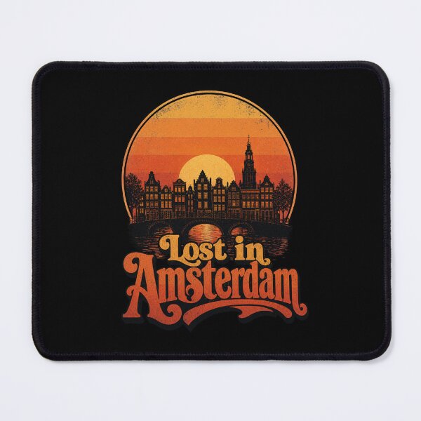 Item preview, Lost in Amsterdam — Retro Sunset Vintage Dutch Canal City Art Gift designed and sold by Balasan.