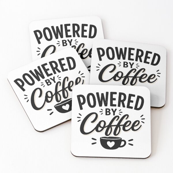 Item preview, Powered by Coffee – Funny Daily Energy designed and sold by Gift Phrase Studio.