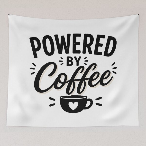 Item preview, Powered by Coffee – Funny Daily Energy designed and sold by Gift Phrase Studio.