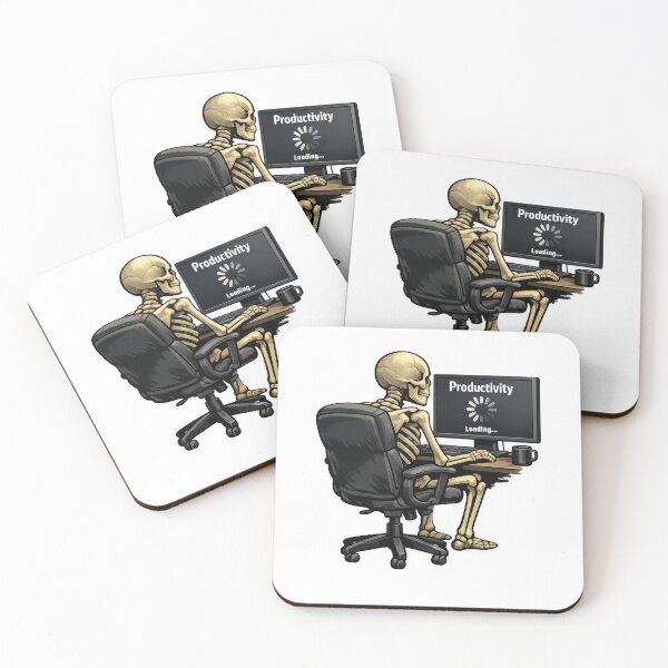 Item preview, Productivity Loading Skeleton at Desk designed and sold by jgvisualarts.