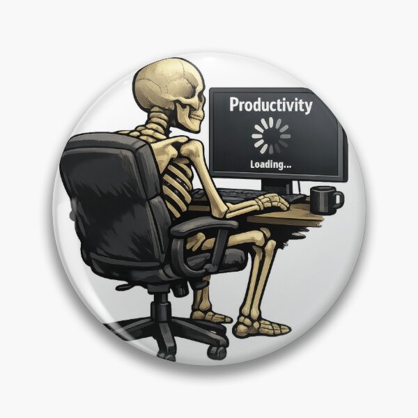 Item preview, Productivity Loading Skeleton at Desk designed and sold by jgvisualarts.