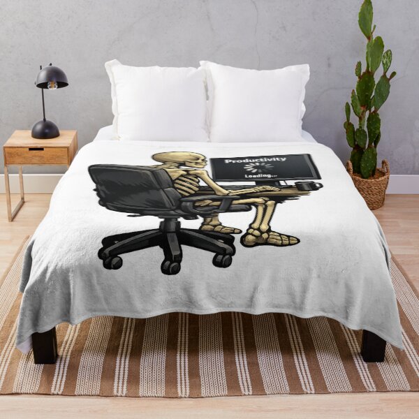 Item preview, Productivity Loading Skeleton at Desk designed and sold by jgvisualarts.