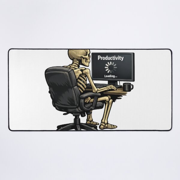 Item preview, Productivity Loading Skeleton at Desk designed and sold by jgvisualarts.