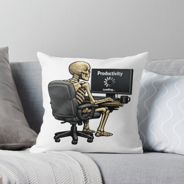 Item preview, Productivity Loading Skeleton at Desk designed and sold by jgvisualarts.