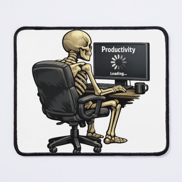 Item preview, Productivity Loading Skeleton at Desk designed and sold by jgvisualarts.