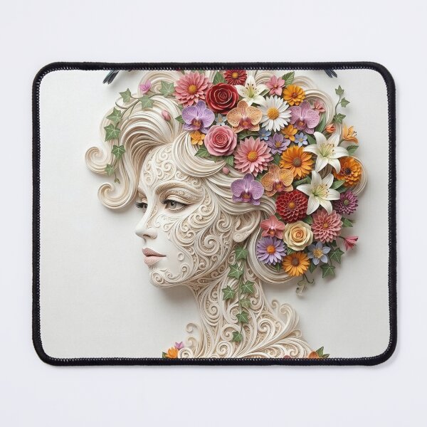 Item preview, Paper-Cut Woman Portrait: Blossoms & Hummingbirds designed and sold by ValhallaFantasy.