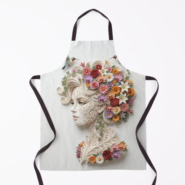 Item preview, Paper-Cut Woman Portrait: Blossoms & Hummingbirds designed and sold by ValhallaFantasy.