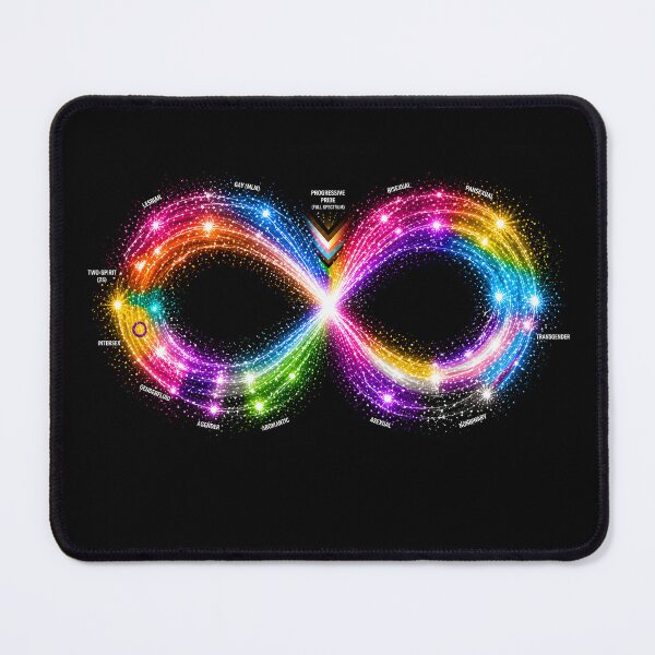 Item preview, SUPPORTING OUR COMMUNITY – STREAKS OF PRIDE ⚡✨ – INFINITY BURST EDITION - Full Community Infinity (multi-identity flagship) - black background designed and sold by WheelieGdArt.