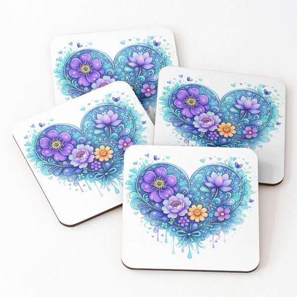 Item preview, Gorgeous Purple & Turquoise Hearts Watercolor  designed and sold by ShayeCollective.