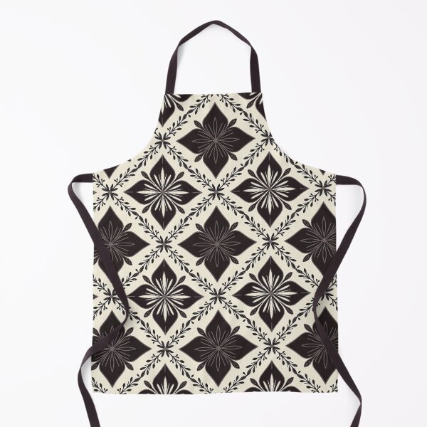 Item preview, Dark Brown and Cream Vintage Floral Geometric Diamond Pattern designed and sold by A1DesignMinimal.