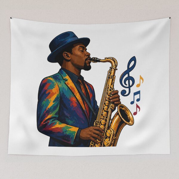 Item preview, Harlem Jazz Saxophone Player Cultural Music Art designed and sold by Myra365Art.
