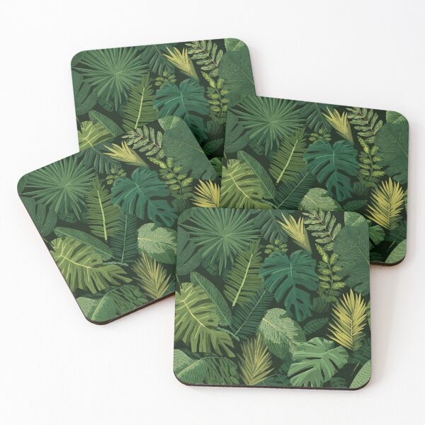Item preview, Lush Tropical Leaves Jungle Foliage Pattern designed and sold by NicolasGlowArt.