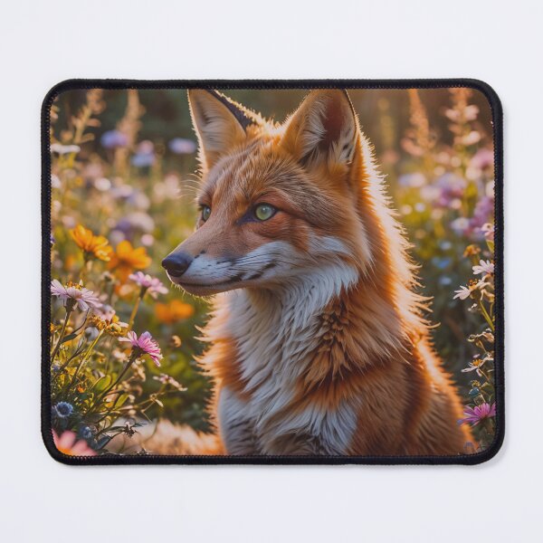 Item preview, Golden Hour Red Fox in Wildflower Meadow – Dreamy Nature Wildlife Photography designed and sold by BeautifulVirtues.