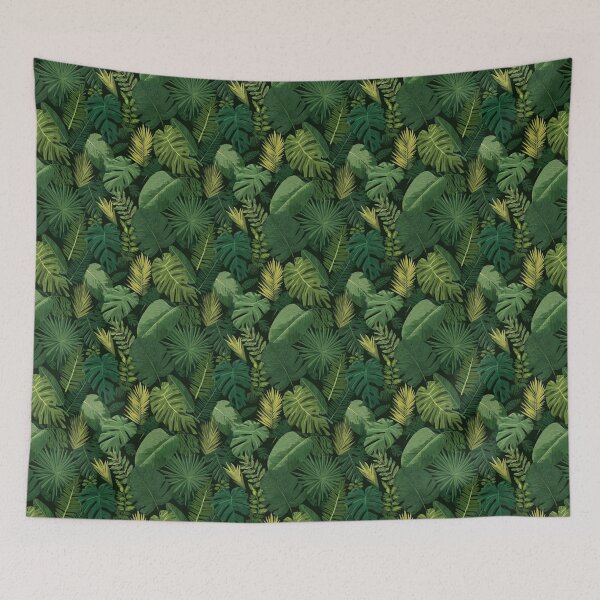 Item preview, Lush Tropical Leaves Jungle Foliage Pattern designed and sold by NicolasGlowArt.