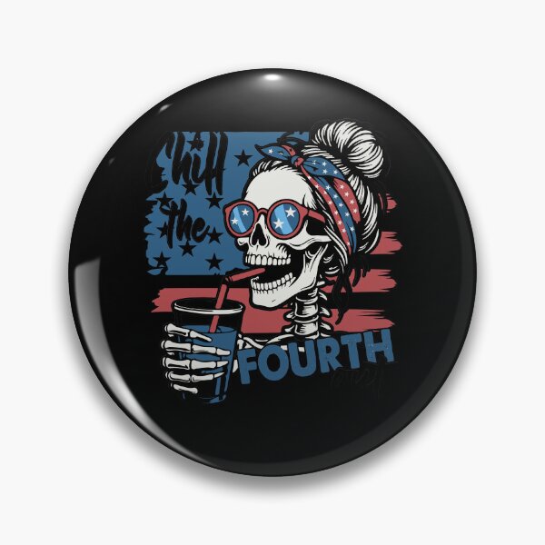 Item preview, Chill The 4th Out Skeleton Messy Bun Patriotic designed and sold by KroghDs.