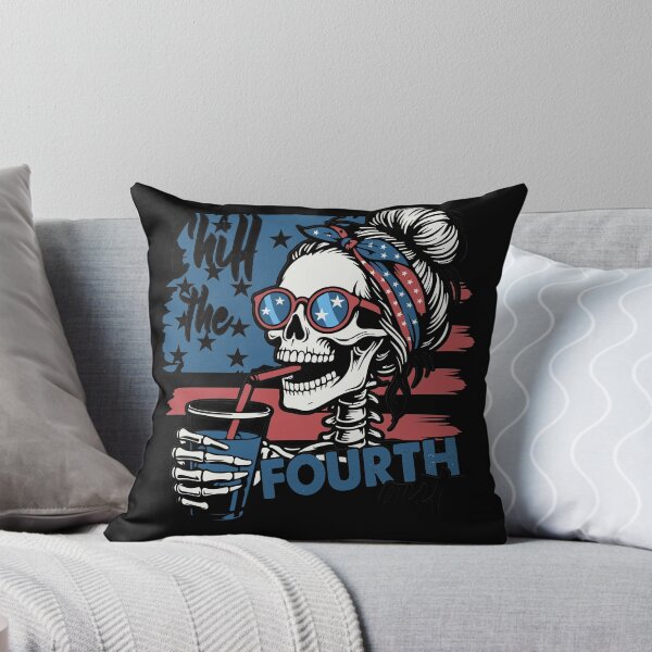 Item preview, Chill The 4th Out Skeleton Messy Bun Patriotic designed and sold by KroghDs.