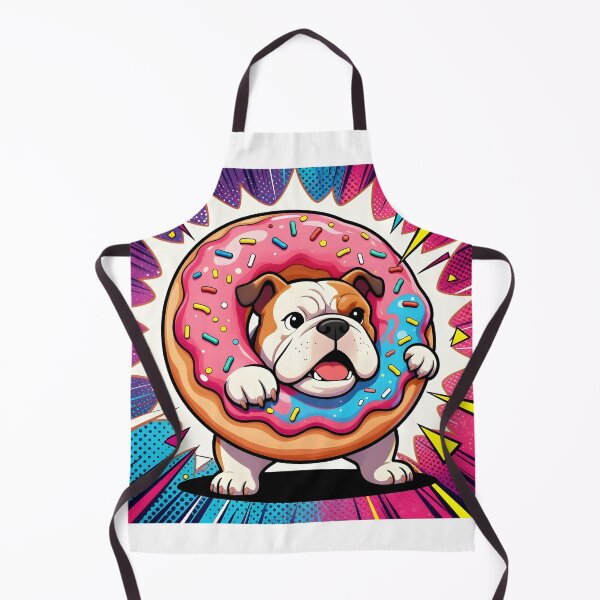 Item preview, Cartoon English Bulldog Dog with Donut designed and sold by Shelley Loewnau-Jones Studio.