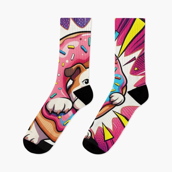 Item preview, Cartoon English Bulldog Dog with Donut designed and sold by Shelley Loewnau-Jones Studio.