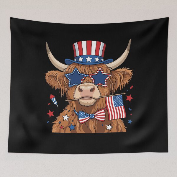 Item preview, Cute 4th of July Highland Cow Patriotic Heifer designed and sold by KroghDs.