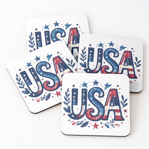 Item preview, USA in custom text with patriotic colors and accents. designed and sold by Art-Horizon.