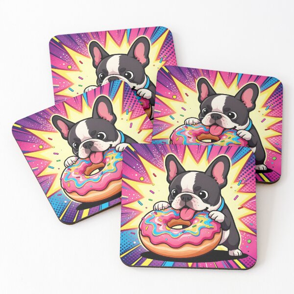 Item preview, Cartoon French Bulldog with Giant Donut designed and sold by Shelley Loewnau-Jones Studio.