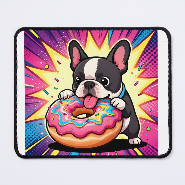 Item preview, Cartoon French Bulldog with Giant Donut designed and sold by Shelley Loewnau-Jones Studio.