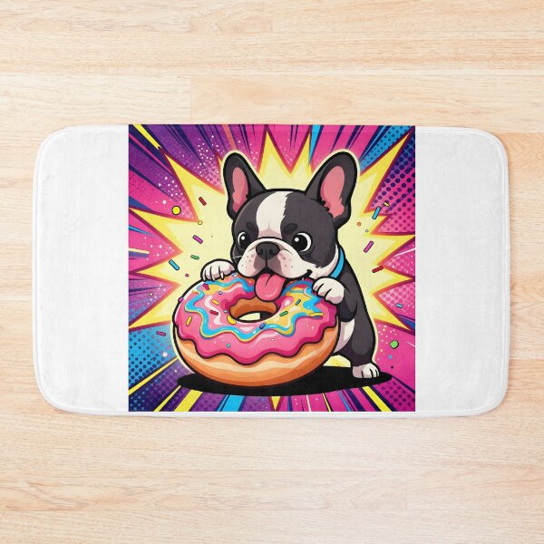 Item preview, Cartoon French Bulldog with Giant Donut designed and sold by Shelley Loewnau-Jones Studio.