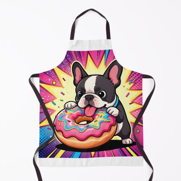 Item preview, Cartoon French Bulldog with Giant Donut designed and sold by Shelley Loewnau-Jones Studio.