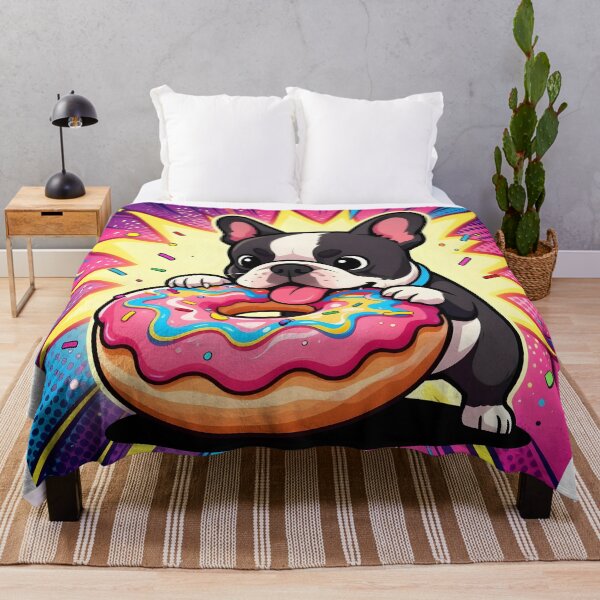 Item preview, Cartoon French Bulldog with Giant Donut designed and sold by Shelley Loewnau-Jones Studio.