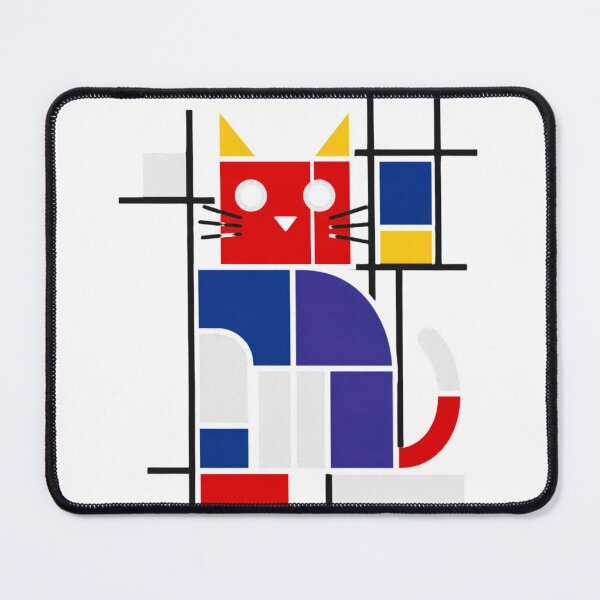 Item preview, mondrian cat geometric abstract art design designed and sold by Feather Art.