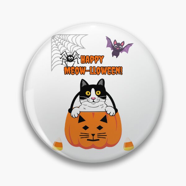 Item preview, Halloween Happy Meow-lloween Tuxedo Cat in Orange Pumpkin designed and sold by MYCatStuff.