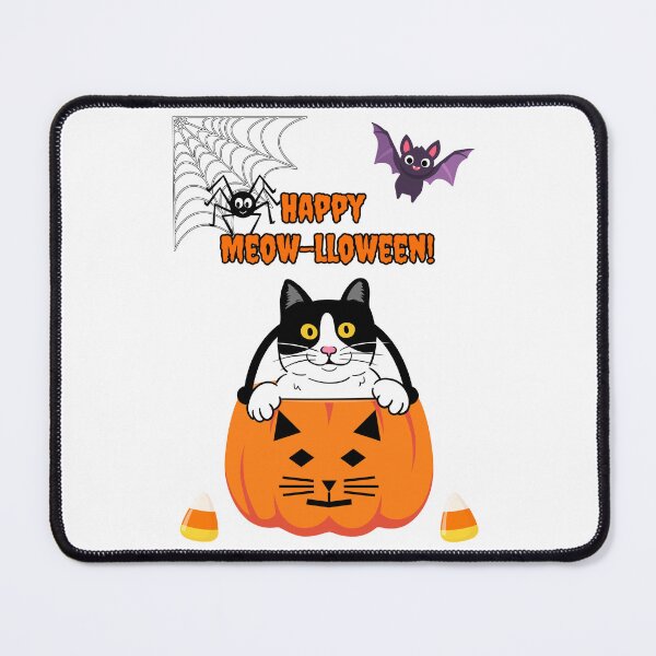 Item preview, Halloween Happy Meow-lloween Tuxedo Cat in Orange Pumpkin designed and sold by MYCatStuff.