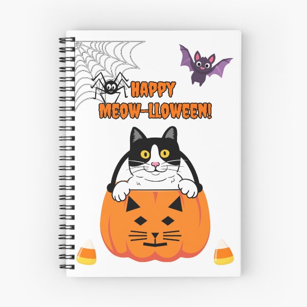 Item preview, Halloween Happy Meow-lloween Tuxedo Cat in Orange Pumpkin designed and sold by MYCatStuff.