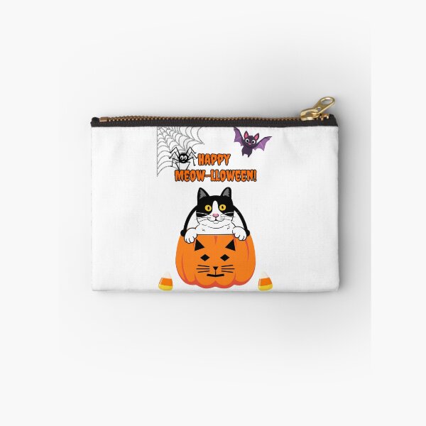 Item preview, Halloween Happy Meow-lloween Tuxedo Cat in Orange Pumpkin designed and sold by MYCatStuff.