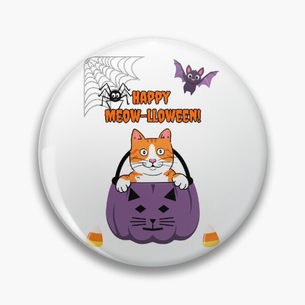 Item preview, Halloween Happy Meow-lloween Orange Cat in Purple Pumpkin designed and sold by MYCatStuff.