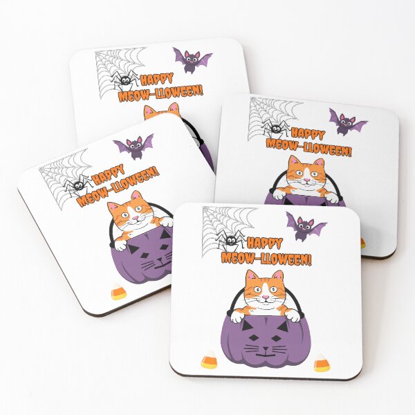Item preview, Halloween Happy Meow-lloween Orange Cat in Purple Pumpkin designed and sold by MYCatStuff.