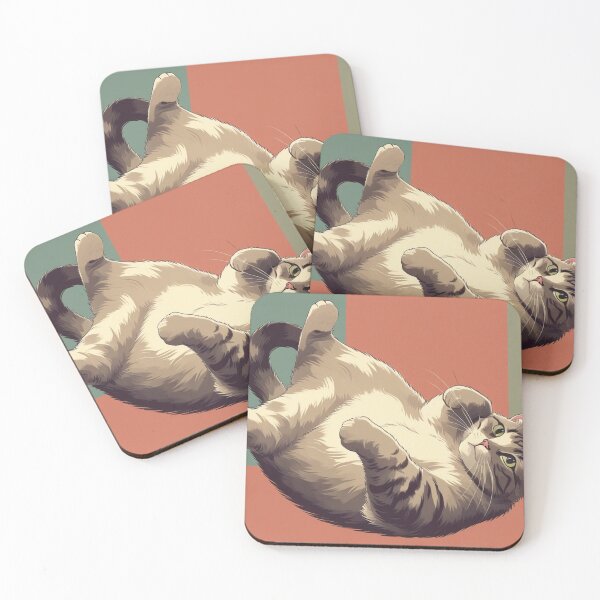Item preview, Chubby Cat Belly Up – Cute Fat Cat Vintage Illustration designed and sold by LEO'S CREATURE　れおずくりーちゃー.
