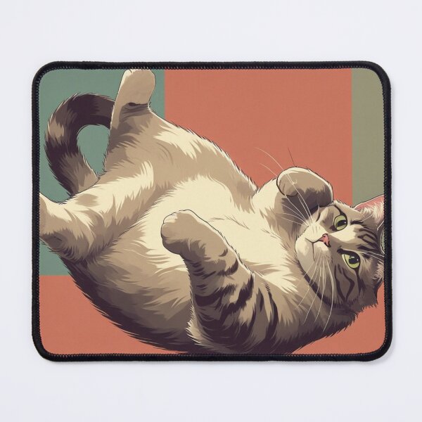 Item preview, Chubby Cat Belly Up – Cute Fat Cat Vintage Illustration designed and sold by LEO'S CREATURE れおずくりーちゃー.