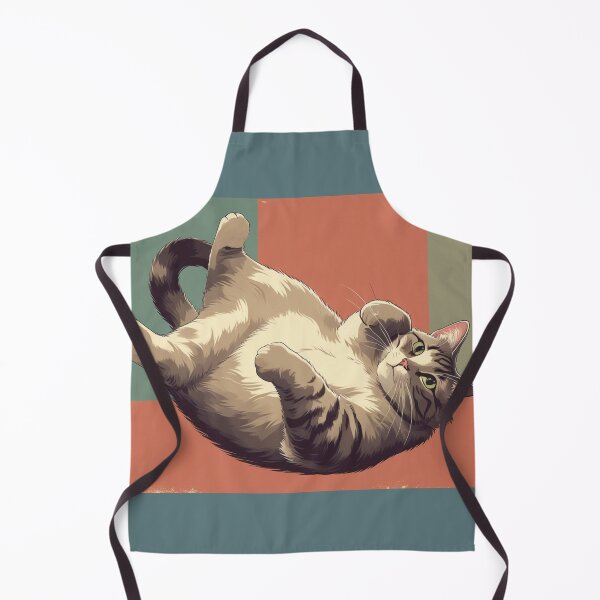 Item preview, Chubby Cat Belly Up – Cute Fat Cat Vintage Illustration designed and sold by LEO'S CREATURE れおずくりーちゃー.