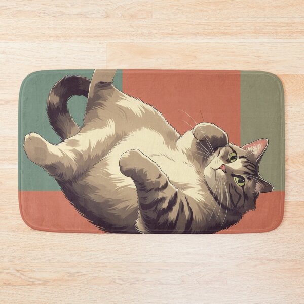Item preview, Chubby Cat Belly Up – Cute Fat Cat Vintage Illustration designed and sold by LEO'S CREATURE　れおずくりーちゃー.