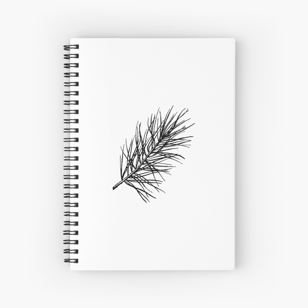 Pine Branch Original Pen And Ink Drawing Canadian Nature Illustration Spiral Notebook By Snowlineart Redbubble