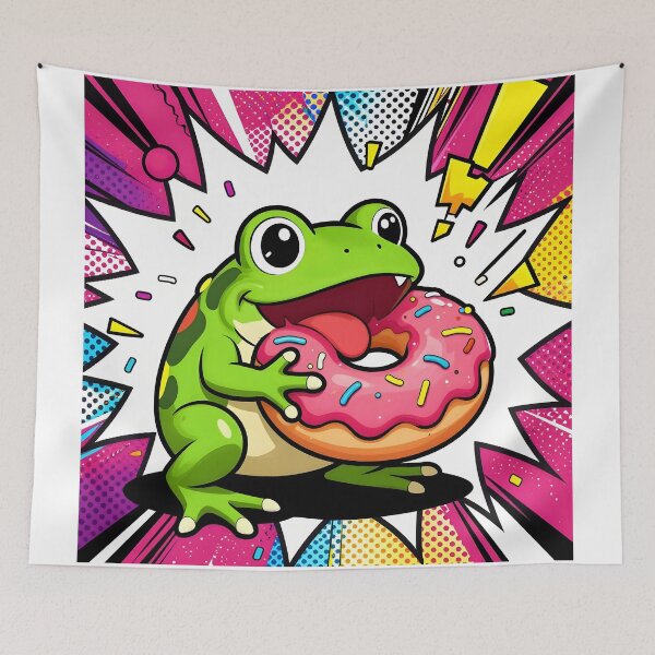 Item preview, Anime Frog Eating a Donut designed and sold by Shelley Loewnau-Jones Studio.