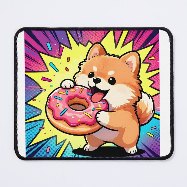 Item preview, Cartoon Pomeranian with Giant Donut designed and sold by Shelley Loewnau-Jones Studio.