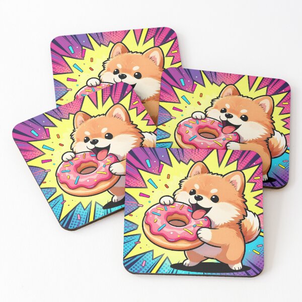 Item preview, Cartoon Pomeranian with Giant Donut designed and sold by Shelley Loewnau-Jones Studio.