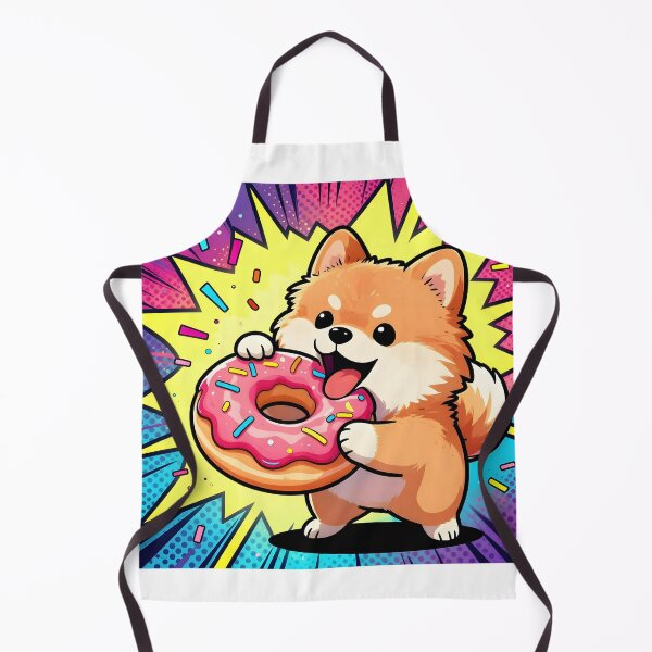 Item preview, Cartoon Pomeranian with Giant Donut designed and sold by Shelley Loewnau-Jones Studio.