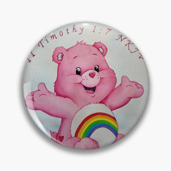 Item preview, Pink Cheer Bear Watercolor with II Timothy 1:7 NKJV – Christian Cute Rainbow Bear Art designed and sold by megz-artistry.