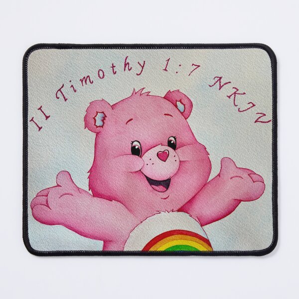 Item preview, Pink Cheer Bear Watercolor with II Timothy 1:7 NKJV – Christian Cute Rainbow Bear Art designed and sold by megz-artistry.